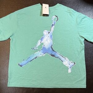 Jordan Shirt Mens XL Green Loose Fit Jumpman Graphic Tee Oversized Back Print
